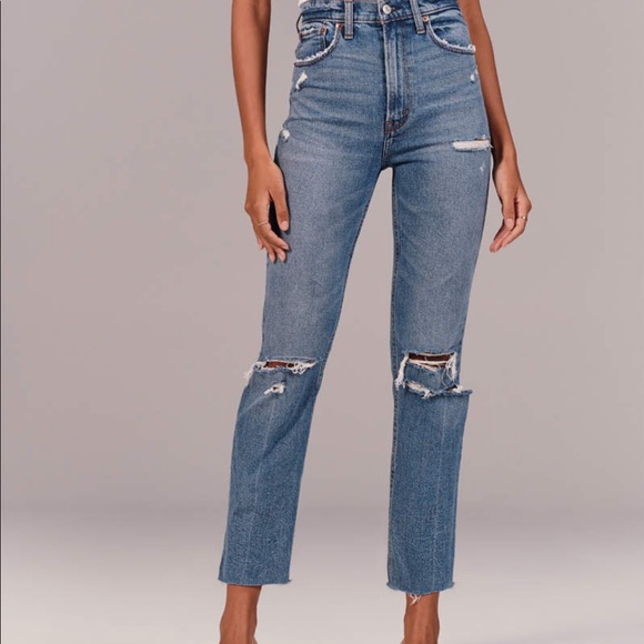 High Rise Ankle Straight Jeans 